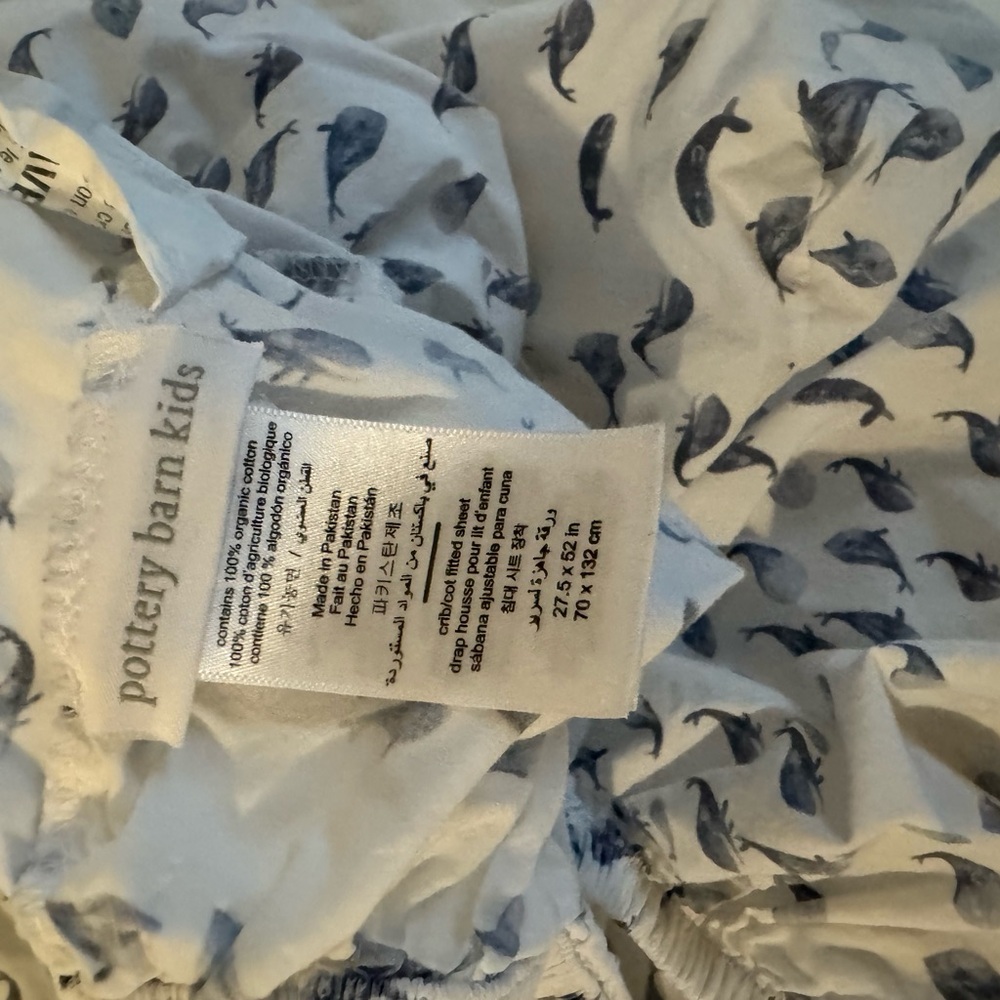Pottery Barn Kids Blue Whale Crib Sheet - Picture 3 of 3